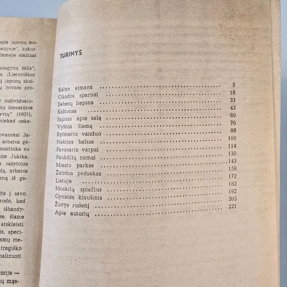 Jasunaris Kavabata Kalno Aimana Book In Lithuanian Language Vintage 1976 PB